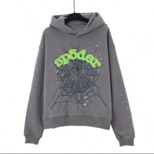 Spyder Gray Hoodie with Green Logo